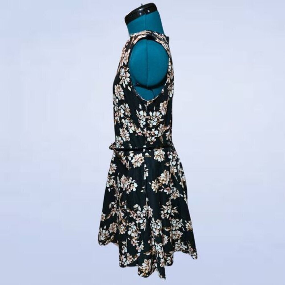 Apricot Black Floral Dress with Belt - Size‎ 10 - Picture 2 of 10